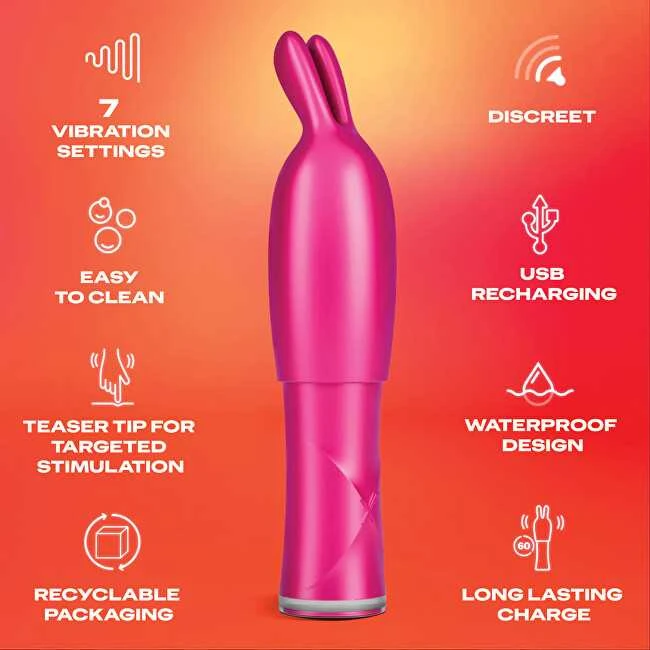 Durex Žaiskite Vibe & Tease 2in1 vibratorių su stimuliuojančiu antgaliu