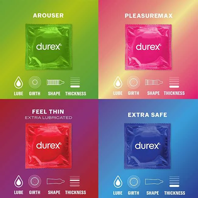 Durex Surprise Me prezervatyvų mišiniai 40 vnt tyrinėjimo malonumui
