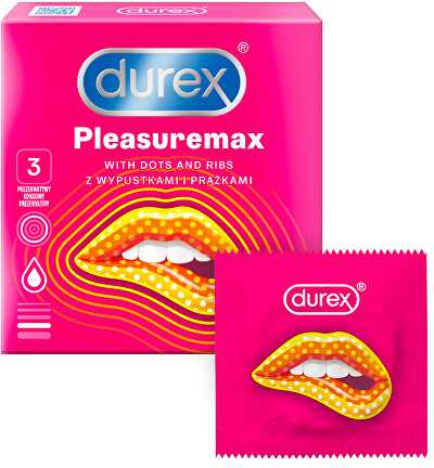 DUREX_Pleasuremax briaunoti prezervatyvai su 3 vinimis.