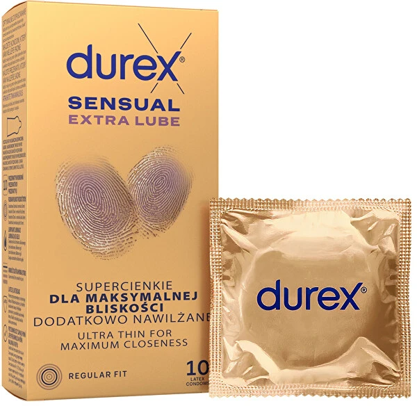 Durex Sensual Extra Lube prezervatyvai su papildomu lubrikantu 10 vnt