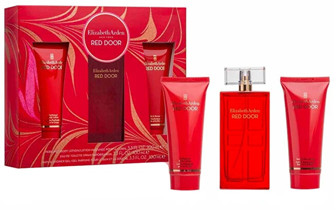 Elizabeth Arden Raudona Door EDT rinkinys moterims (EDT 100ml + 100ml Body lotion + 100ml Dušo želė)