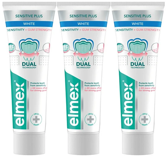 Elmex Dantų pasta Sensitive Sensitivity + Gum Strength Whitening 3 x 75 ml