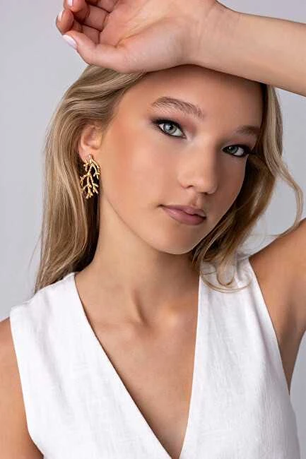 Emily Westwood Auksuoti koralo formos auskarai Camilla EWE250217G