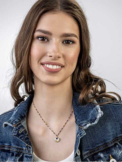 Emily Westwood Auksuotas moteriškas karoliai su mėlynais karoliukais EWN23039G
