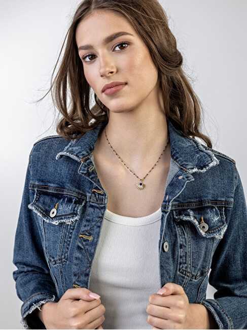 Emily Westwood Auksuotas moteriškas karoliai su mėlynais karoliukais EWN23039G