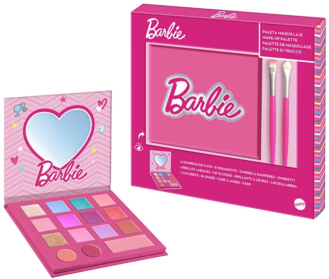 Cartoon Barbie Niños Set Sombra De Ojos y Brillo De Labios 1un