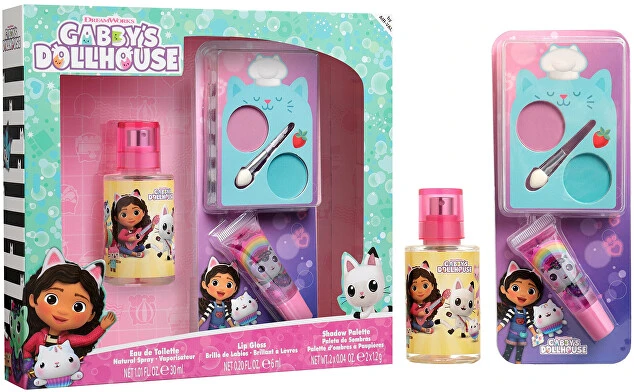 EP Line Kvapai vaikams Dětské parfémy Gabby's Dolls House dovanų rinkinys EDT 30 ml, lūpų blizgis ir akių šešėliai