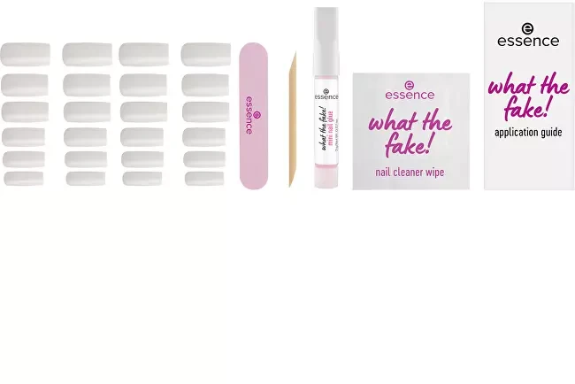 „Essence Cosmetics“ – „What The Fake!“ dirbtinių nagų dėklas, 04 – „Bare Baltas“, 6 vnt.