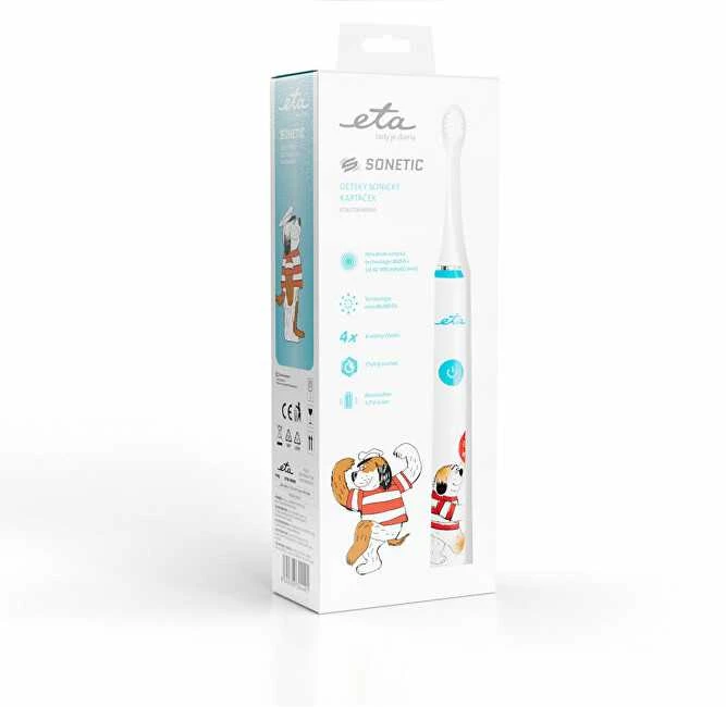 ETA | Sonetic Vaikiškas dantų šepetėlis | ETA070690000 | Įkraunamas | For kids | Šepetėlių skaičius galvutės įeina 2 | Number of teeth brushing modes 4 | Mėlyna/Baltas