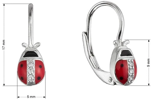 Evolution Group Gražūs sidabriniai auskarai „Ladybugs“ su cirkoniais 11534.1