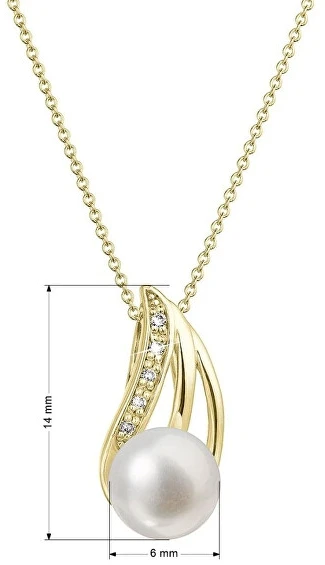Evolution Group Charming auksinis pakabukas with real pearl and dazzling diamonds 92PB00051