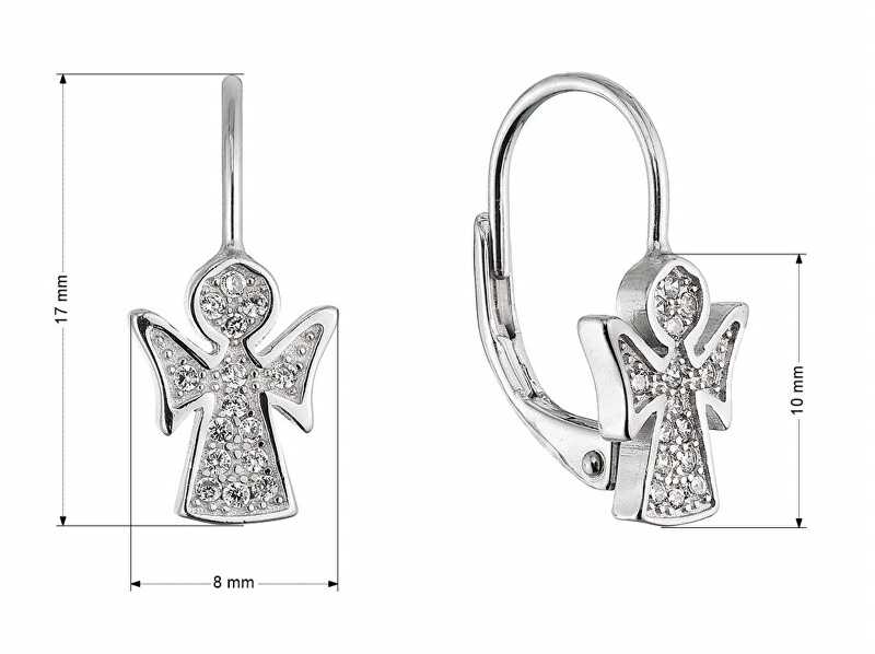 Evolution Group Subtilūs sidabriniai auskarai Angelas su cirkoniais 11543.1