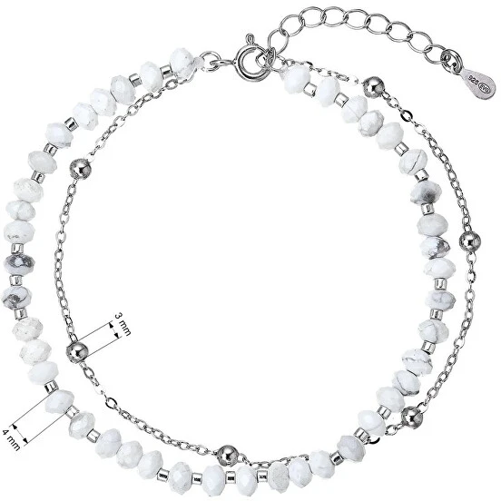 Evolution Group Double sidabrinis bracelet with howlites 13115.1