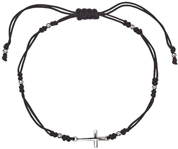Evolution Group Juodas textile bracelet with cross 13023.3 juodas