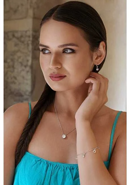 Evolution Group Sidabrinė apyrankė su Swarovski kristalais balta širdelė 33110.1