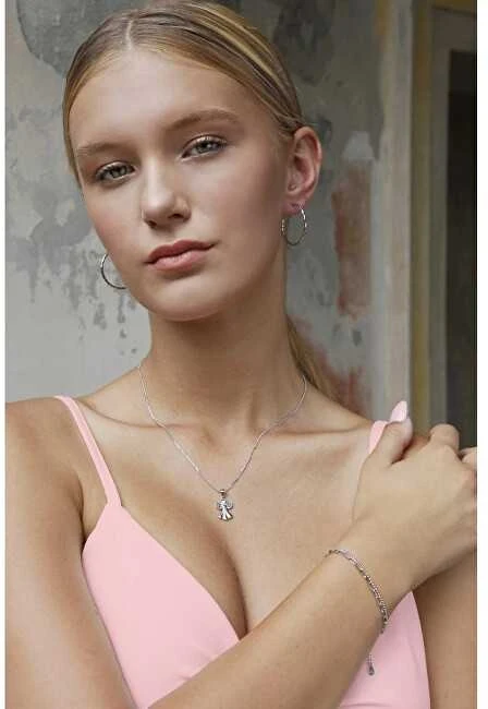 Evolution Group Sidabrinis angelo karoliai su Swarovski kristalu 32077.1