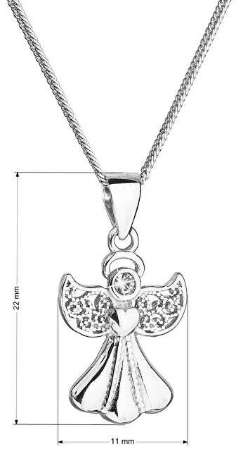 Evolution Group Sidabrinis angelo karoliai su Swarovski kristalu 32077.1