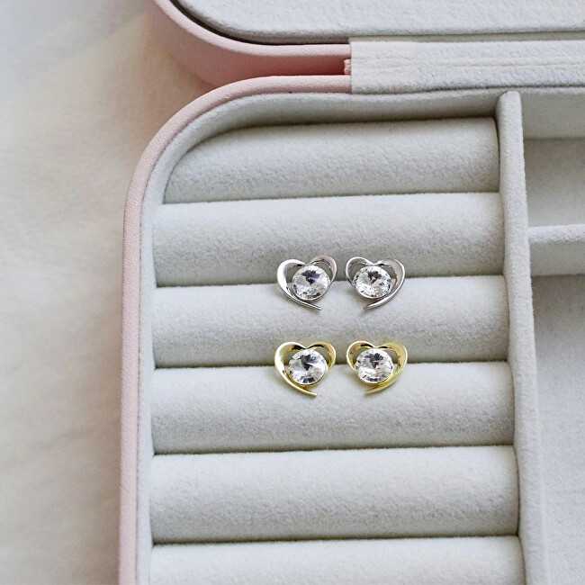 Evolution Group Sidabrinis auskarai su Swarovski baltas širdele 31259.1