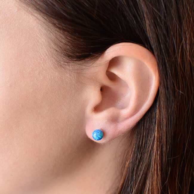 Evolution Group Sidabrinis earrings with mėlynas synthetic opals 11246.3 mėlynas