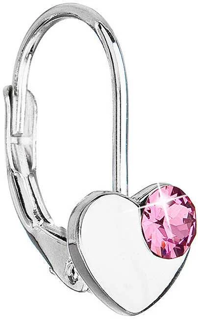 Evolution Group Sidabrinis širdies auskarai su Swarovski 31299.3 Rose