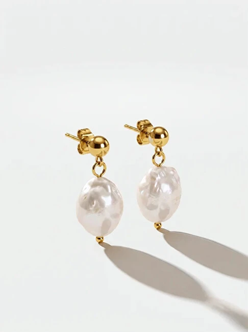 Furiosa Gold-plated earrings with genuine baroque pearl Abyss SE-ABYSS-G