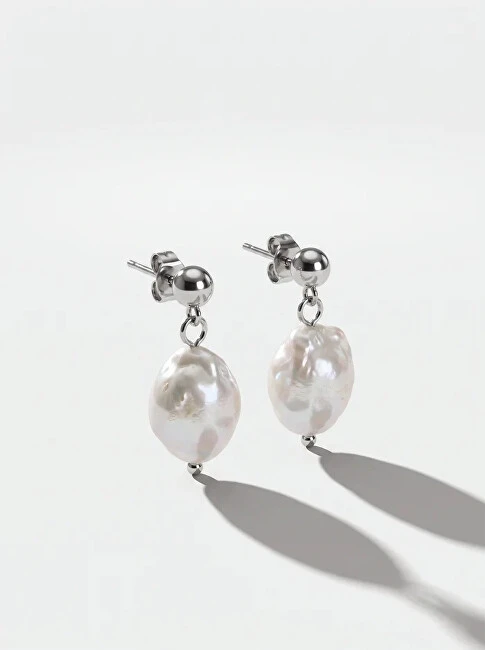 Furiosa Steel earrings with genuine baroque pearl Abyss SE-ABYSS-S