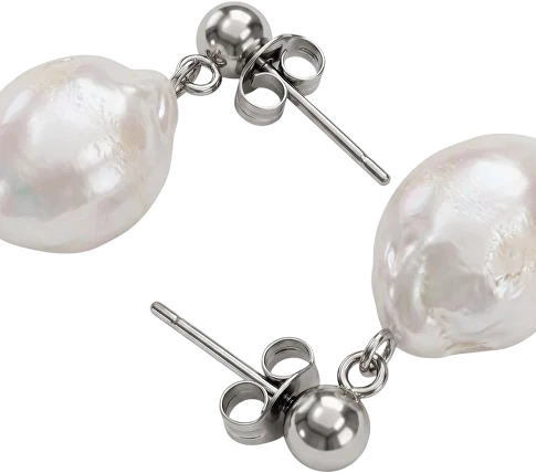 Furiosa Steel earrings with genuine baroque pearl Abyss SE-ABYSS-S