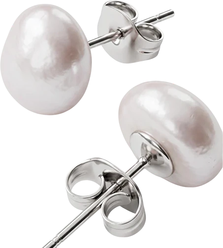Furiosa Steel studs with a genuine baroque pearl SE-OYSTERDOTS-S