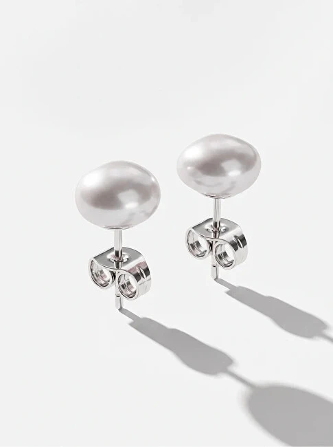 Furiosa Steel studs with a genuine baroque pearl SE-OYSTERDOTS-S