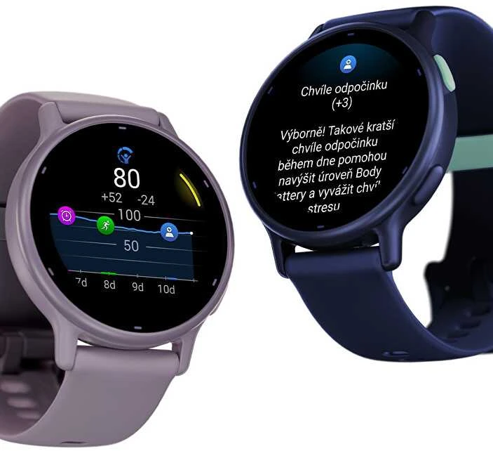 Išmanusis laikrodis Garmin vívoactive® 5 Metalinės orchidėjų spalvos aliuminio apvadas su orchidėjų spalvos korpusu ir silikoniniu dirželiu