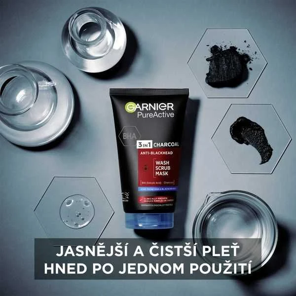 Garnier Pure Active 3in1 unisex veido kaukė, 150 ml