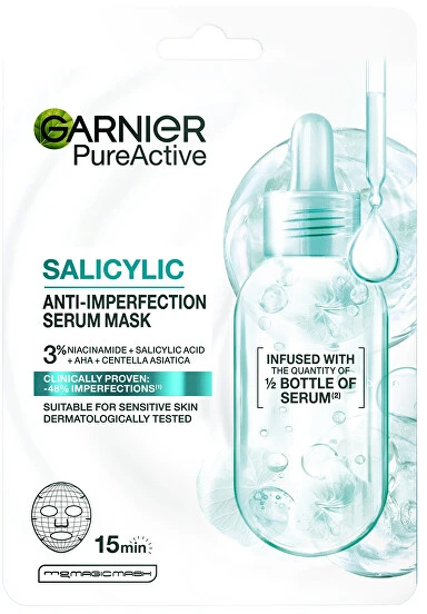 Garnier Grynas aktyvus salicilo rūgšties serumo kaukė nuo odos defektų 1 vnt.