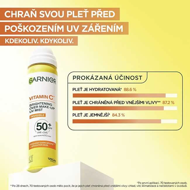 „Garnier“ vitamino C skaistinantis makiažą UV dulksna veido kremas nuo saulės