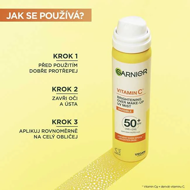 „Garnier“ vitamino C skaistinantis makiažą UV dulksna veido kremas nuo saulės