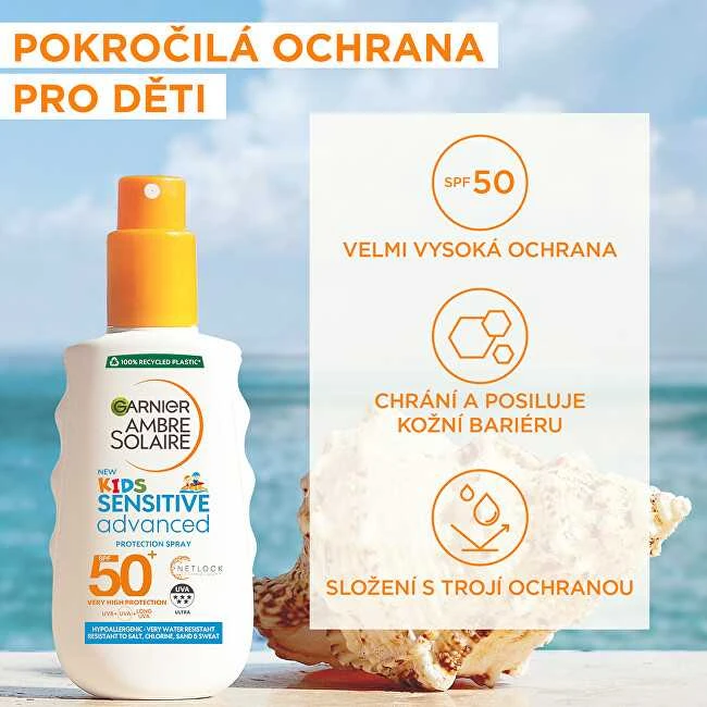 Garnier Vaikiškas apsauginis purškiklis jautriai odai SPF 50+ Ambre Solaire (apsauginis purškiklis) 150 ml