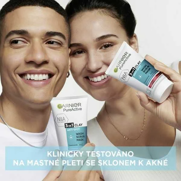 Garnier Pure Active 3in1 Clay Cleansing kreminis unisex, 150 ml