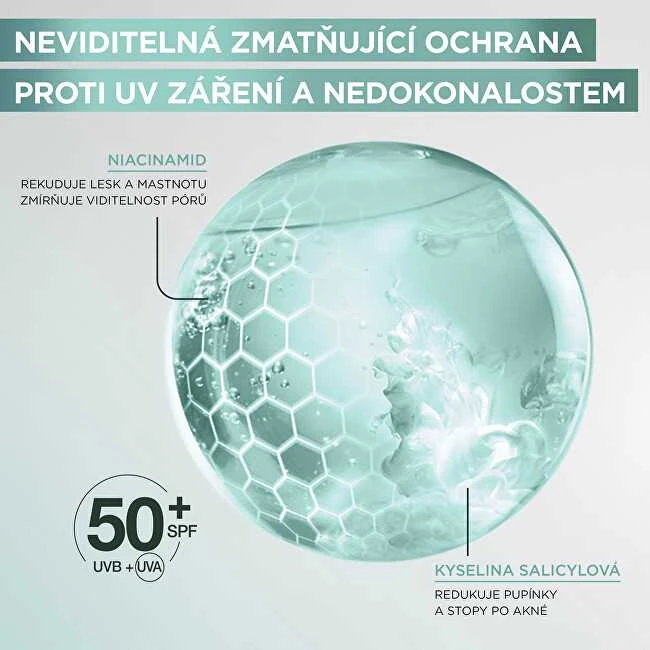 Garnier Grynas aktyvus BHA + niacinamidas Dieninis UV odos defektų šalinantis fluidas Kreminis