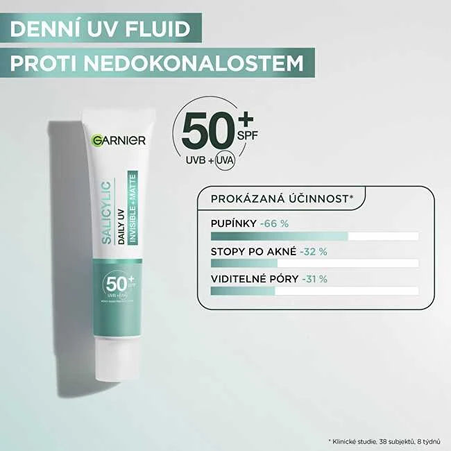 Garnier Grynas aktyvus BHA + niacinamidas Dieninis UV odos defektų šalinantis fluidas Kreminis