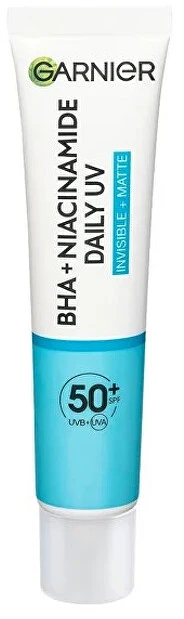 Garnier Grynas aktyvus BHA + niacinamidas Dieninis UV odos defektų šalinantis fluidas Kreminis