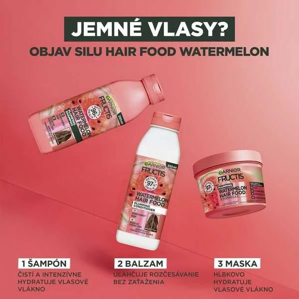 Garnier Fructis Hair Food Watermelon Plumping Šampūnas Šampūnas moterims, 350 ml