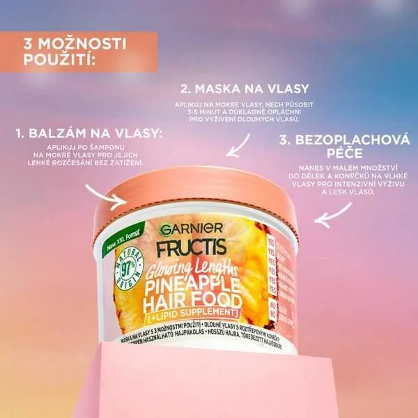 Garnier Fructis Hair Food Pineapple Glowing Lengths Mask plaukų kaukė