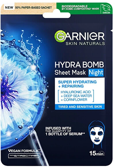 Garnier Skin Naturals Hydra Bomb naktinė veido kaukė moterims, 1 vnt