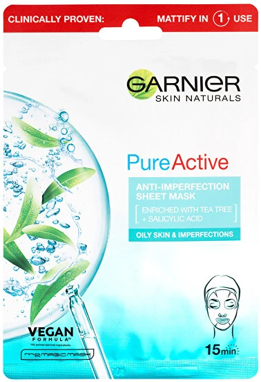 Garnier Pure Active Anti-Imperfection veido kaukė unisex, 1 vnt