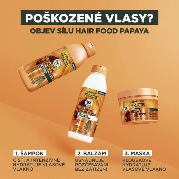 Garnier Fructis Hair Food Papaya Repairing Mask Hair Mask moterims, 400 ml