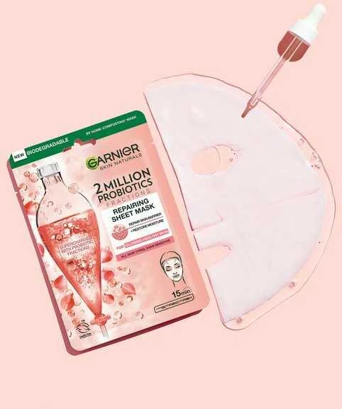 Garnier Skin Naturals 2 Million Probiotics Repairing Sheet Mask Face Mask moterims, 1 vnt.