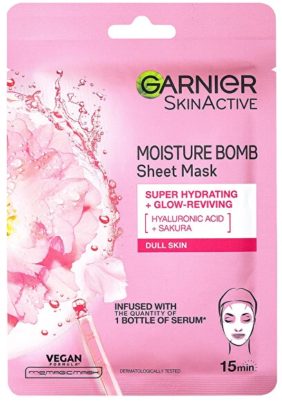 Garnier Skin Naturals Hydra Bomb Sakura veido kaukė moterims, 1 vnt.