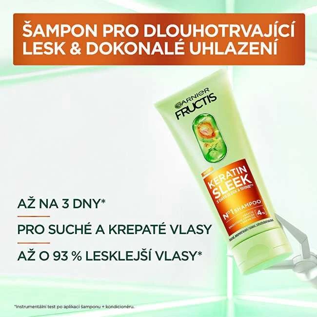Garnier Šampūnas sausiems ir besiveliantiems plaukams Fructis Keratin Sleek (Šampūnas) 200 ml