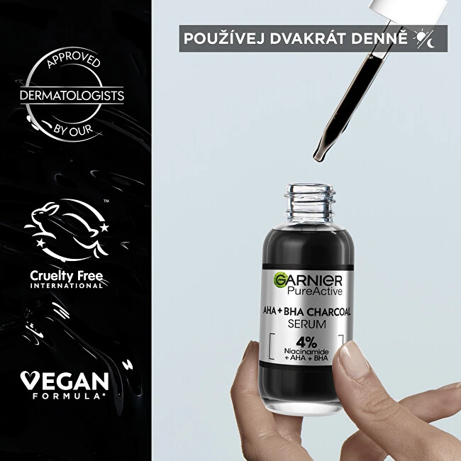 Garnier Pure Active AHA + BHA anglies serumas unisex odos serumas, 30 ml