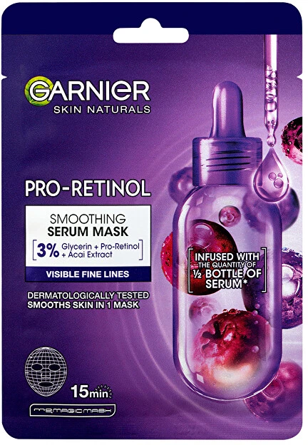 Garnier Skin Naturals Pro-Retinol Smoothing Serum Mask veido kaukė