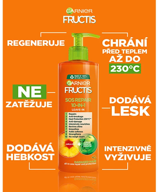 Garnier Fructis SOS Repair plaukų serumas 10 IN 1 moterims, 400 ml